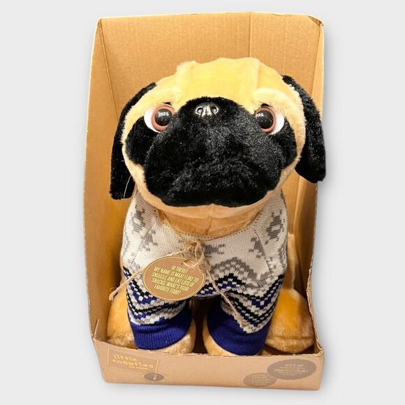 NIB LITTLE TOASTIES Max The Pug with Sweater Dog Heat & Hug Plush New